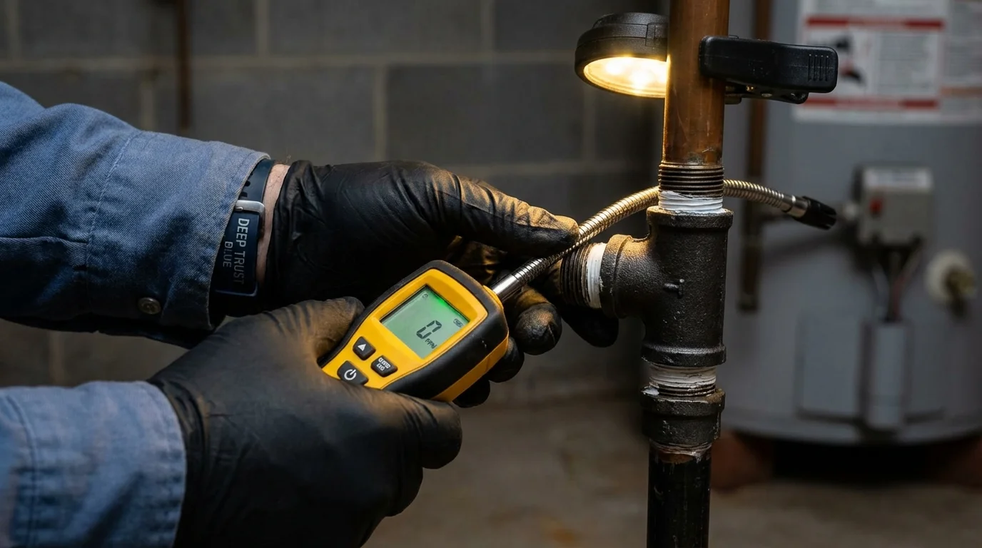 Gas leak detection with electronic sniffer by Johns Plumbing LLC in Columbus
