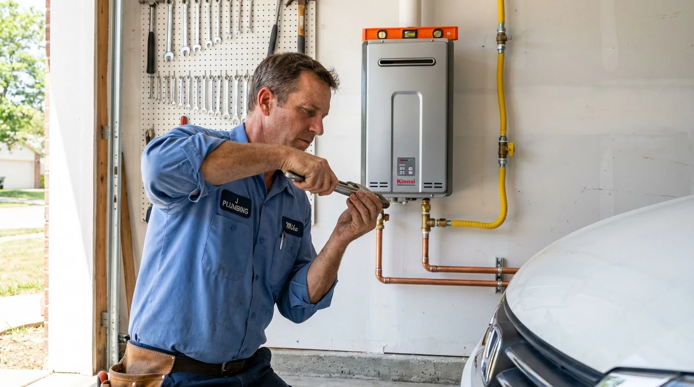 Tankless water heater installation by a Johns Plumbing LLC plumber in Columbus